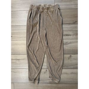 Zara Terrycloth Jogger Pants Womens‎ Medium M Tan Soft Lounge Sweatpants